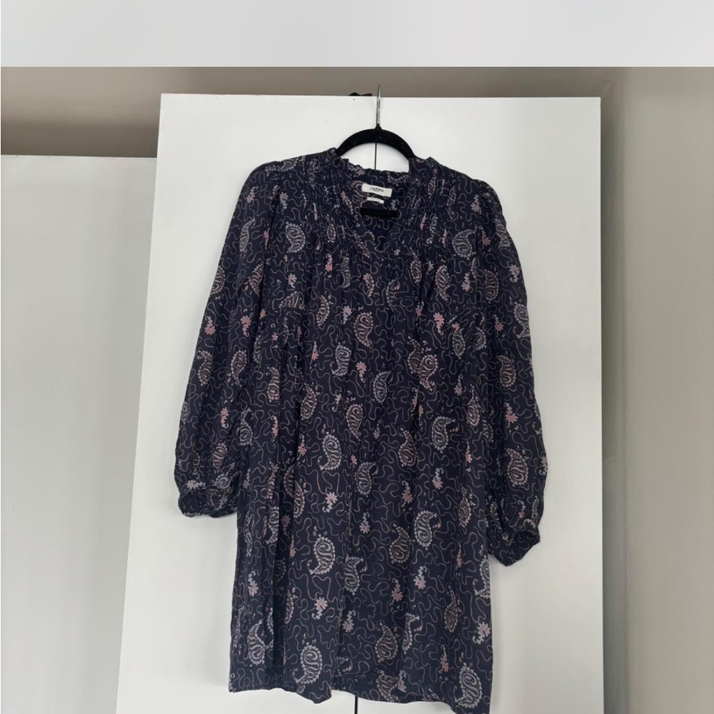 Isabel Marant Navy and Pink Long Sleeve Dress
